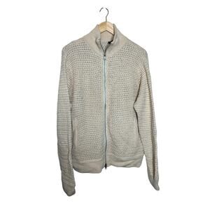 DKNY Men's 100% Merino Wool Full Zip Cardigan Sweater Beige Size XL